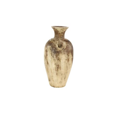 Litton Lane Distressed Beige And Brown Amphora Style Ceramic Decorative