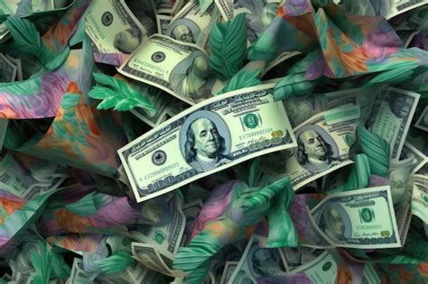 Premium Ai Image Dollar Bills Falling With Colorful Abstract Background