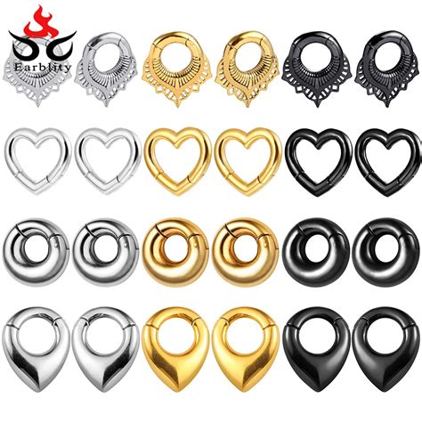 Earblity 2pcs Heart Ear Weights Stainless Steel Ear Hangers