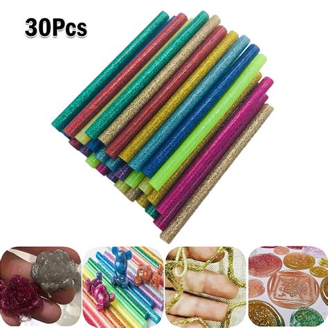 30Pcs Hot Glue Sticks Glitter Glue Sticks Colored Hot Melt Glue Repair