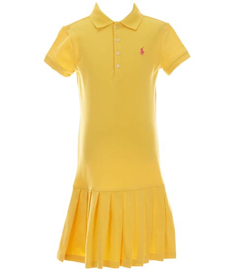 Polo Ralph Lauren Big Girls 7 16 Short Sleeve Pleated Drop Waist Stretch Mesh Dress Dillard S