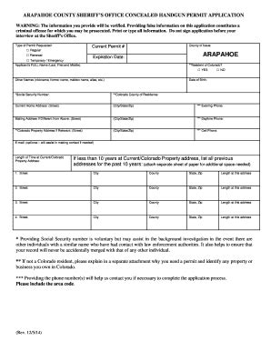 Co Concealed Handgun Permit Application Arapahoe Fill And