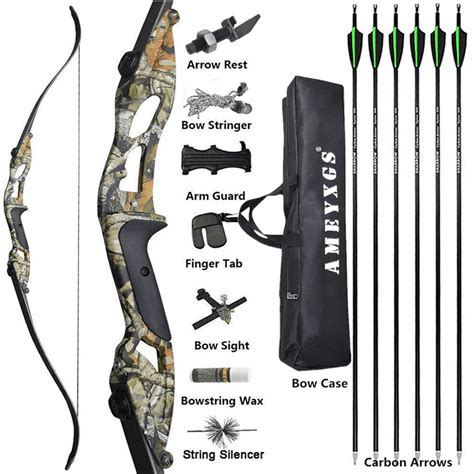 JUNXING F179 56 Inch Recurve Bow Full Kit 30 50 Lbs Takedown Target Bow