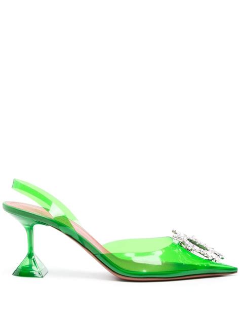 Amina Muaddi Begum Glass Mm Slingback Pumps Groen Schoenen Nl