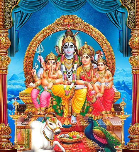 Lord Shiva Parvathi Ganesha Kartikeya Sitting Shiva Parvati Hd Phone