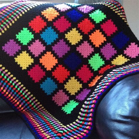 Neon Granny Square Lapghan By Mummymadeit21 On Etsy Patchwork Blanket Crochet Granny Square