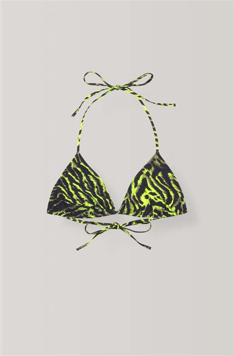 Ganni Tiger Print String Bikini Top