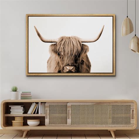 Framed Canvas Wall Art Highland Cow Animals Photography Print Art