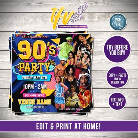 Early 90s Party 90s Party Invitation Editable Template Etsy