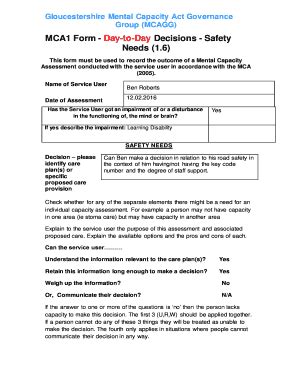 Mental Capacity Assessment Form Fill Online Printable Fillable