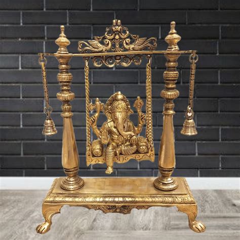 Brass Ganesha Sitting On Lotus Vgocart Brass Antique Collections