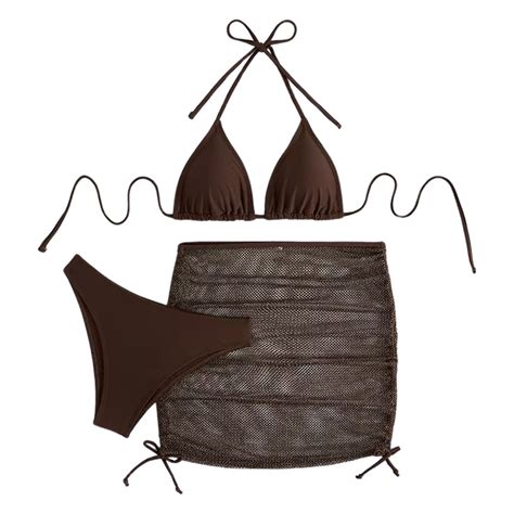 Celivon Womens Sexy Backless Lace Up Three Piece Bikini Pool Party