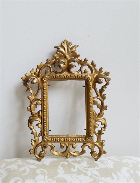 Vintage Ornate Gold Picture Frame Heavy Cast Metal With Fleur Etsy