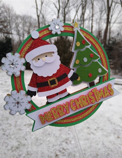 Merry Christmas Cake Topper Santa Cake Topper Cake Etsy