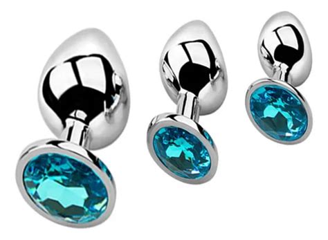 3pz Butt Plug Anal Gema Metal Joya Dilatador Juguete Sexual Color Azul Claro MercadoLibre