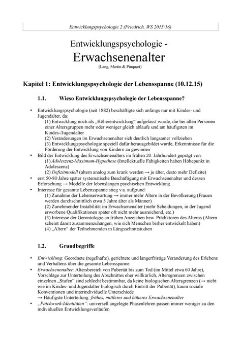 Entwicklung Erwachsene Ws Entwicklungspsychologie Friedrich