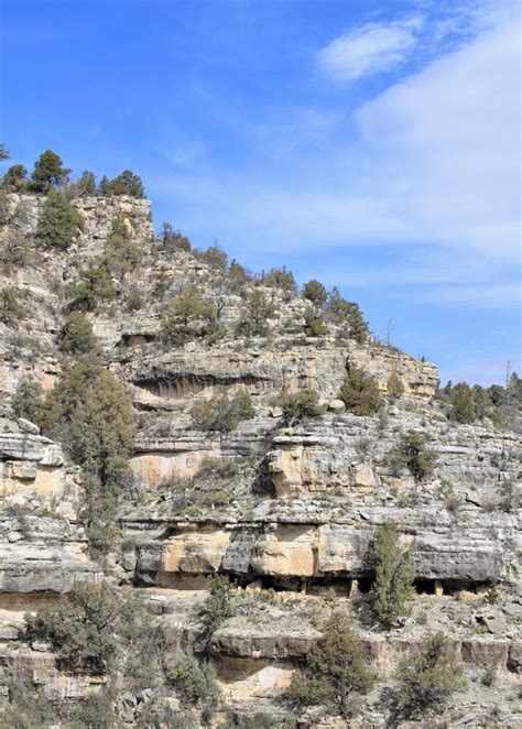 Arizona, Walnut Canyon: Canyon Wall with Ancient Cliff Dwellings Stock ...