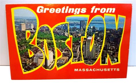 Greetings From Boston Massachusetts Large Letter Chrome Postcard