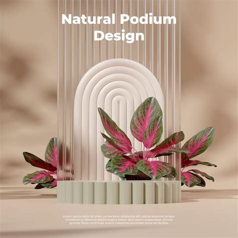 Premium PSD 3d Render Mock Up Green And Almond Podium In Square With