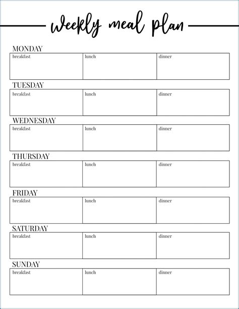 √ Free Printable Meal Plan Template Excel