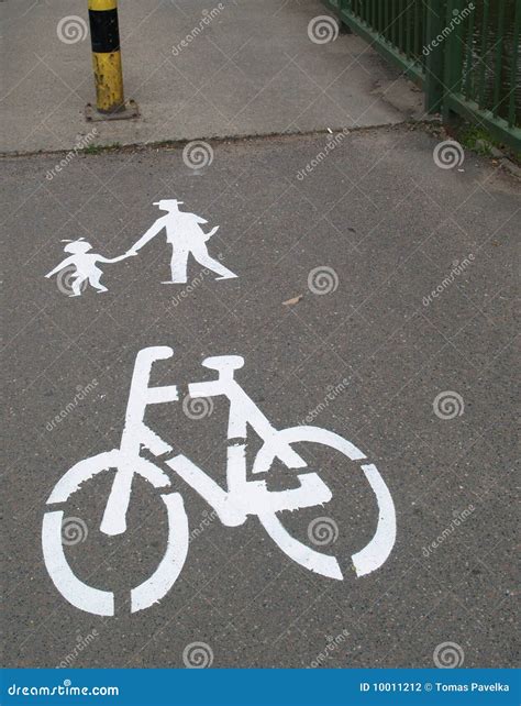 Pedestrian Path And Bicycle Lane Road Marks Stock Photo Image Of Mark