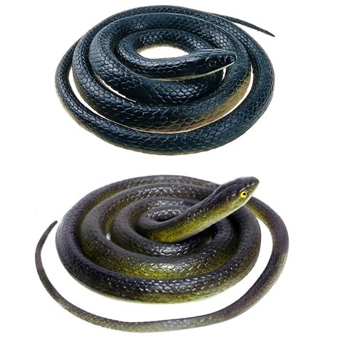 2 Pieces Large Rubber Snakes Realistic 49 Inches Fake Snakes Black