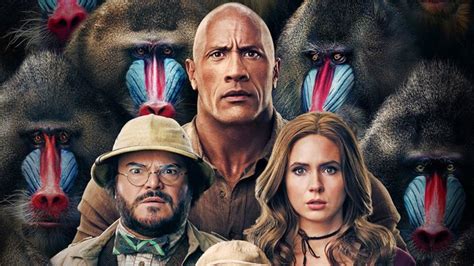 Jumanji Próxima Fase Protagonistas estão rodeados por macacos no