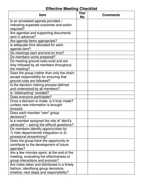 32+ Free Meeting Checklist Templates - PDF, Word » American Templates