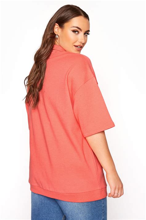 Coral Polo Sweatshirt Yours Clothing