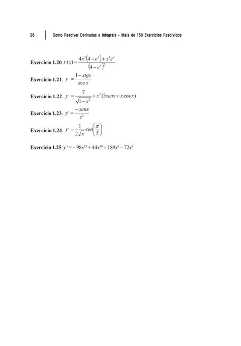 Como Resolver Derivadas E Integrais Mais De 150 Exercícios Resolvidos