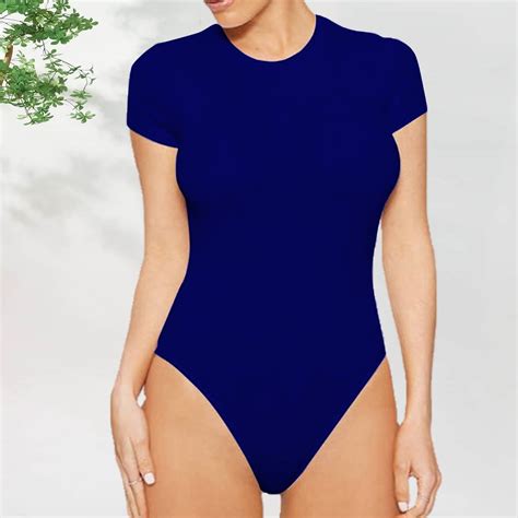 Fnochy Womens One Piece Bodysuits Sexy Ribbed One Piece Square Neck