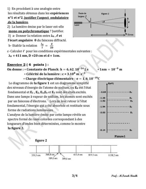 Bac Sc Exp Rimentales Physique Devoirs De Contr Le Physique Trimestre