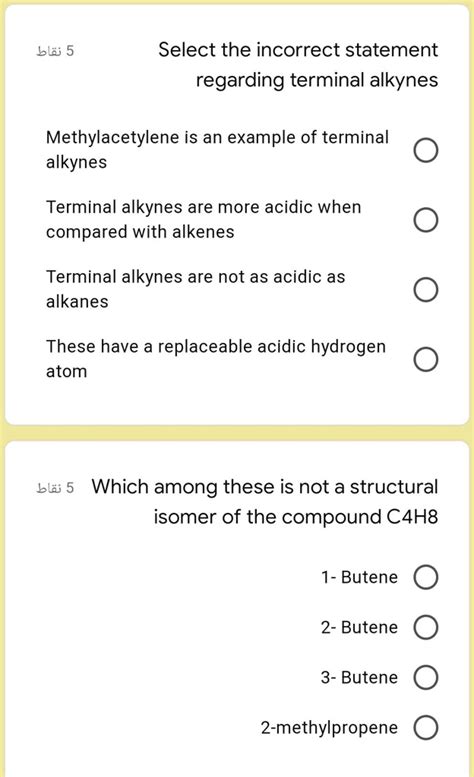 SOLVED Blii 5 Select The Incorrect Statement Regarding Terminal Alkynes