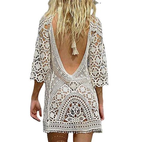 Women Beach Dress Knitted Crochet Bikini Cover Up Summer Beach Dress