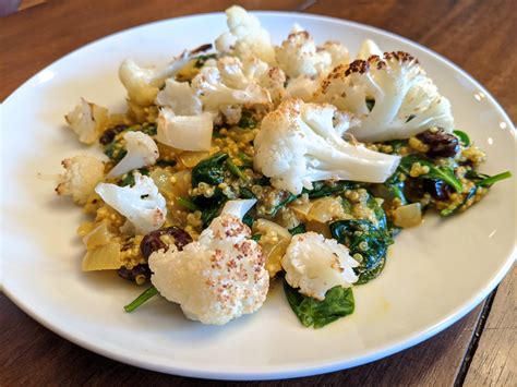 Roasted Cauliflower Over Curried Quinoa Green Life Philosophy