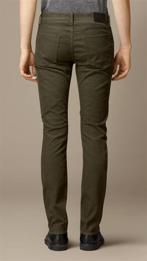 Burberry Slim Fit Corduroy Trousers In Dark Olive Green For Men Lyst