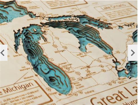 Custom 3d 24 X 30 Wood Lake Map Lake Art My American Crafts