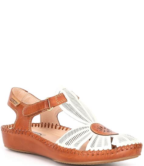 Pikolinos Puerto Vallarta 655 Leather Cut-Out Detail T-Strap Sandals ...