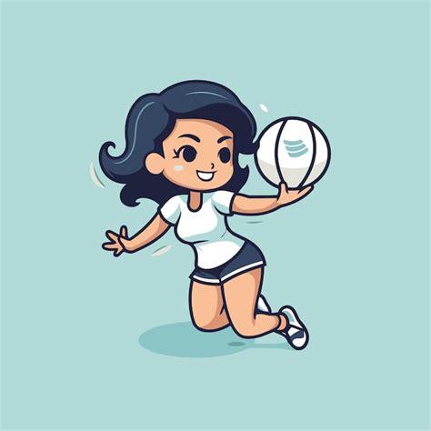 Une Jolie Petite Fille Jouant Au Volley Ball Illustration Vectorielle