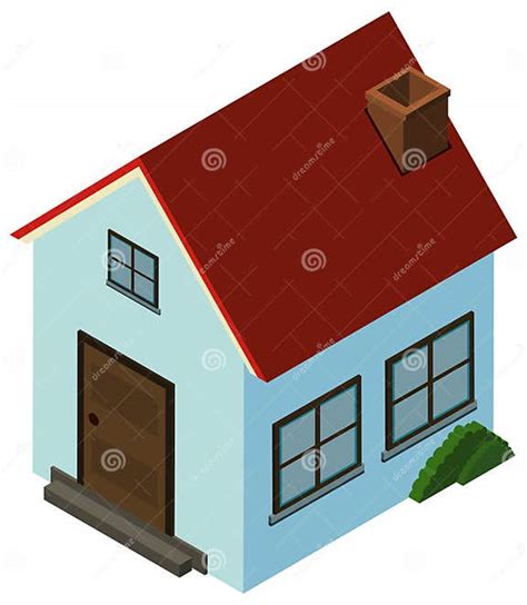 3d Design For Small House With Red Roof Stock Vector Illustration Of