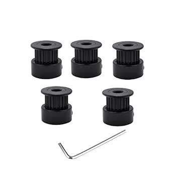 Lot de 5 poulies GT2 noires 20 dents alésage 5 mm pour imprimante 3D