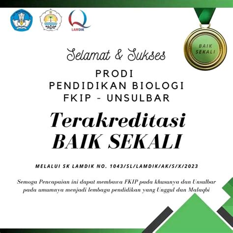 Prodi Biologi Unsulbar Raih Akreditasi Baik Sekali Karakter Unsulbar