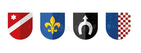 Set Of Medieval Coat Of Arms Shields Stock Vector Illustration Of