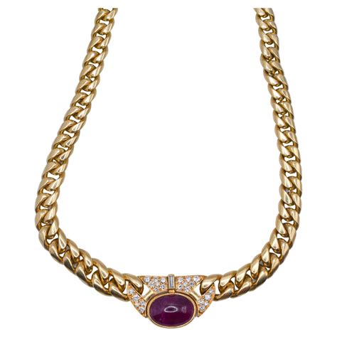 Bulgari Sapphire Ruby Diamond Gold Necklace For Sale At 1stDibs