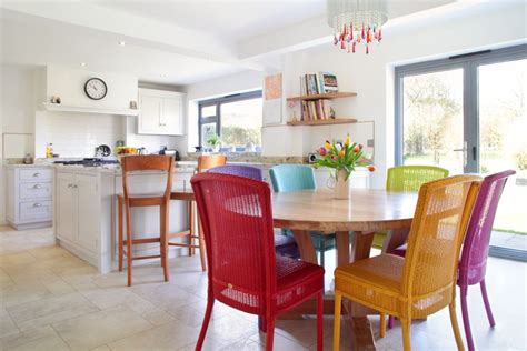 Traditional Plain Kitchen With Some Not So Plain Lloyd Loom Chairs A