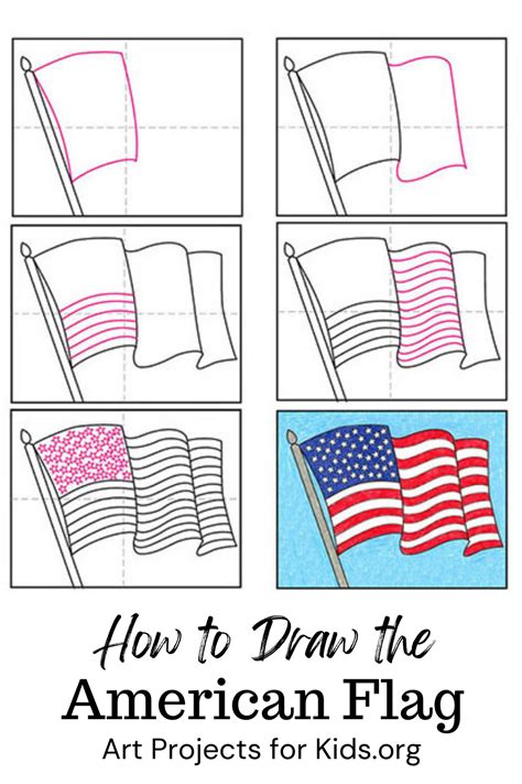 Easy How To Draw The American Flag Tutorial And Coloring Page Flag