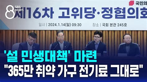 설 민생 안정 대책 발표365만 취약 가구 전기료 그대로 Sbs 8뉴스 Youtube