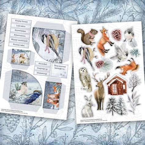 Woodland Winter Junk Journal Printable Kit Digital Download Etsy