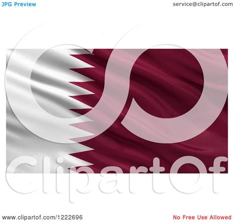 Clipart Of A D Waving Flag Of Qatar With Rippled Fabric Royalty Free