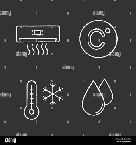 Klimaanlage Chalk Symbole Gesetzt Klimaanlage Grad Celsius Im Winter